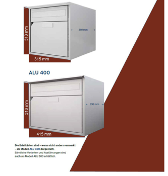 Preview: Briefkasten Huber Aluminium 300/400 Dunkelgrün metallic IGP 65780 MP (D)